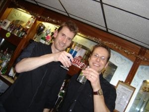Our very own Cocktail Shaker Boys Andrew Seaward and Steve Loxton keeping them lubricated at Harborough Squash Club
