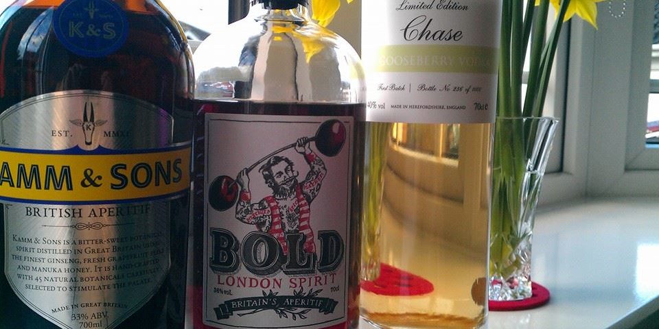 British spirits x 3 bottles and daffodils