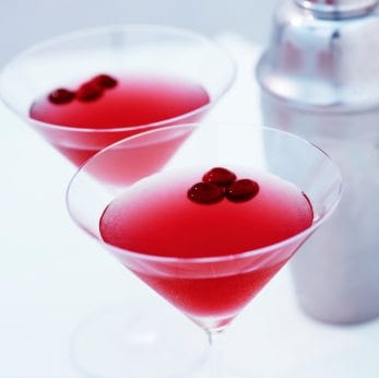 Cocktails in red red martinis