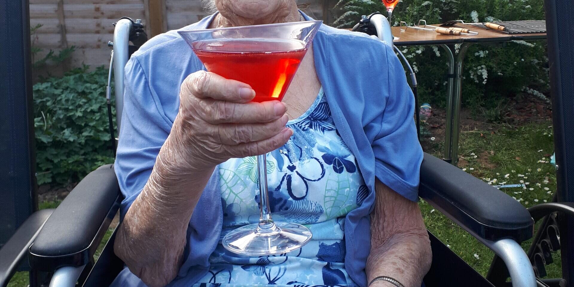 Nanna with red cocktail